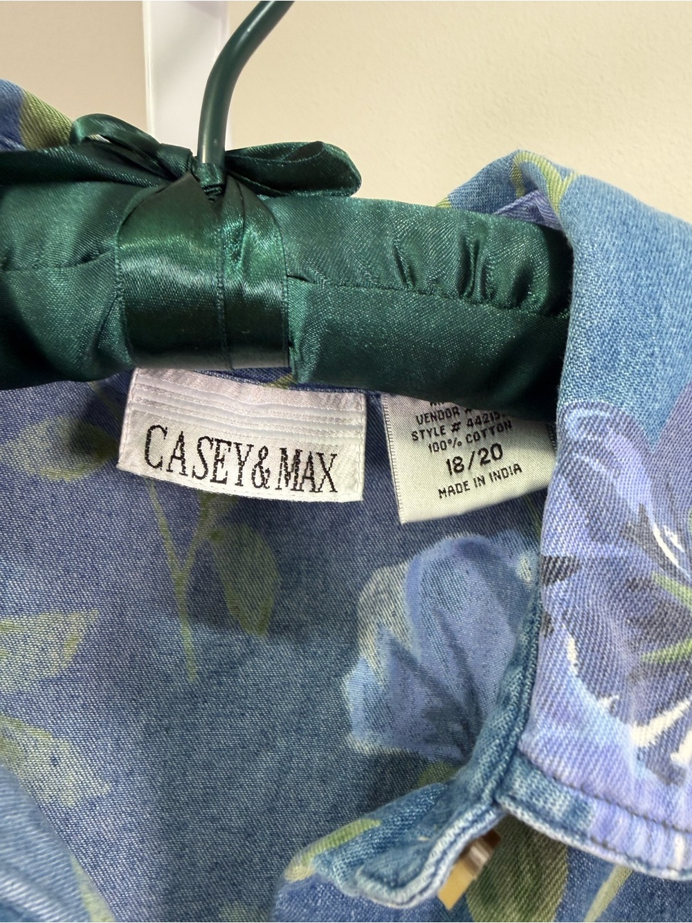 Casely & Max Floral Denim Button-Up — Lavender Roses - Picture 3 of 3
